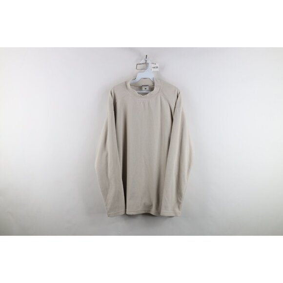Vintage Columbia Mens Large Spell Out Ribbed Knit Fleece Mock Neck Sweater Beige - Picture 1 of 11